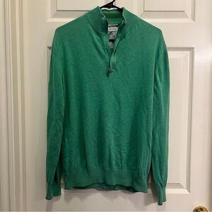 Alex Cannon Quarter zip Sweater Cotton Green 
Medium